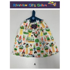 Crochet Top Hand Towel / Tea Towel - Gnomes in the Garden